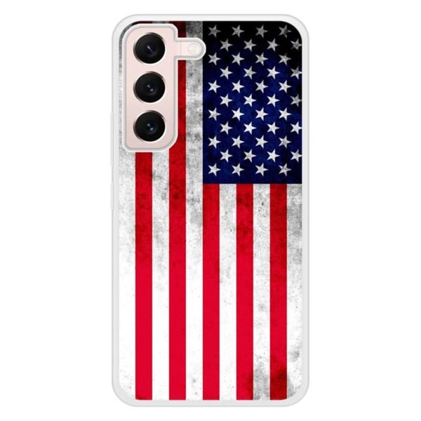 Förstärkt silikonfoder med tryck kompatibel med Samsung Galaxy S22 USA-flagga