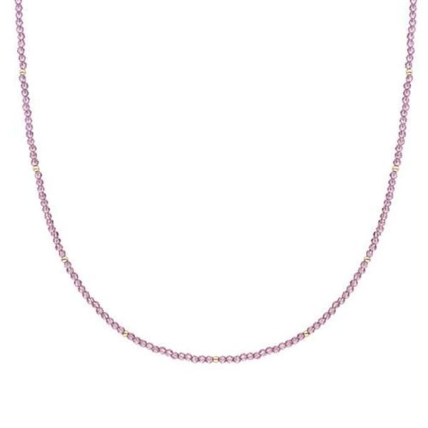 Halsband - FÄRGSTARK - NLK04G-G59 - Silverpärlor - Lila kvarts - Längd 42 cm