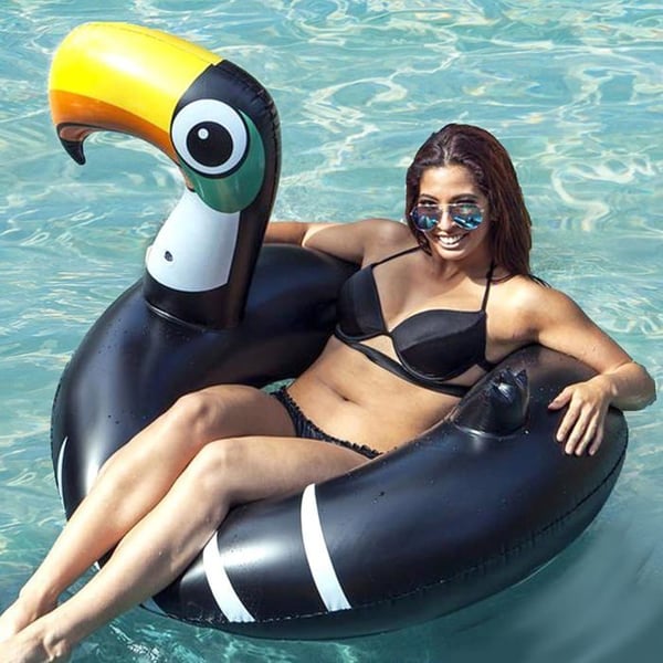 Giant Inflatable Toucan Float 128 cm Multicolor med Handtag för Barn och Vuxna Pool eller Strand