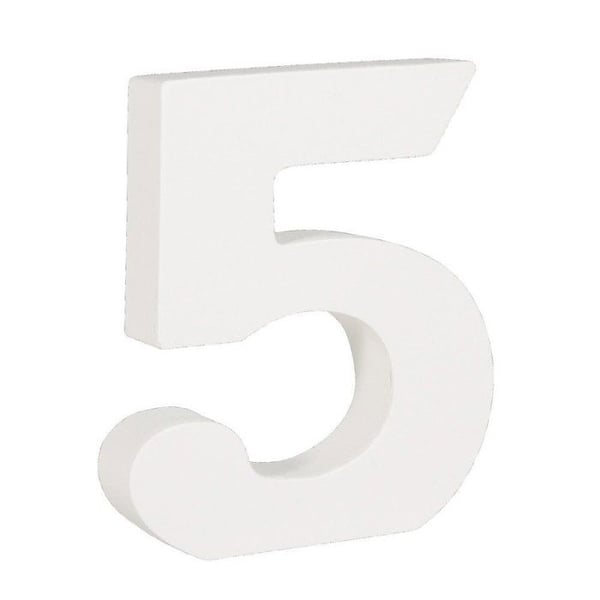 MDF-siffra 5, vit, 11cm, tjocklek 2cm