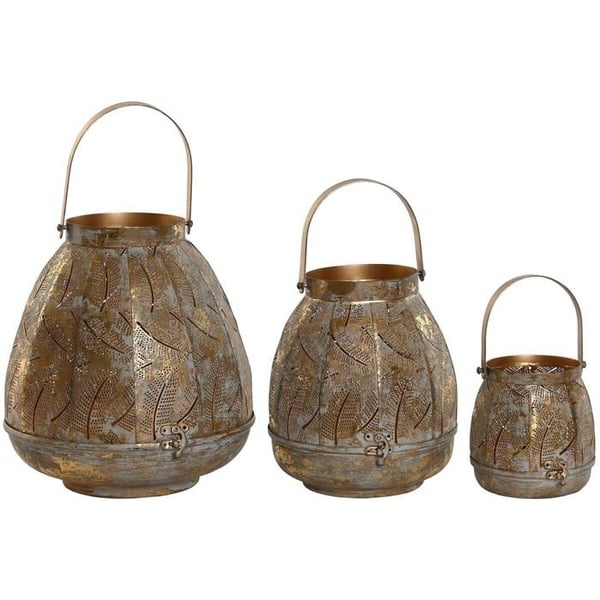 Mängd metall-ljusstakar - Home ESPRIT - Guld - 25x25x28 cm - Inredning Mängd metall-ljusstakar - Home ESPRIT - Guld - 25x25x28 cm - Inredning