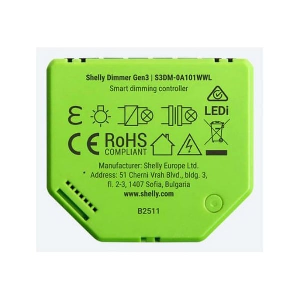 Intelligent dimmer - SHELLY - Gen3 - Wi-Fi & Bluetooth - 150W LED - Hjemmeautomatisering