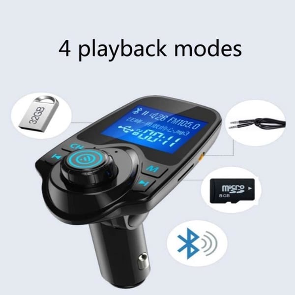 BIL FM TRANSMITTER FM-transmitter, FM Bluetooth-transmitter, Håndfri kit, USB biloplader, MP3-afspiller de Vo150