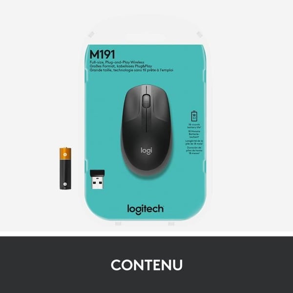 Mus - Trådlös - Logitech - M190 - Svart