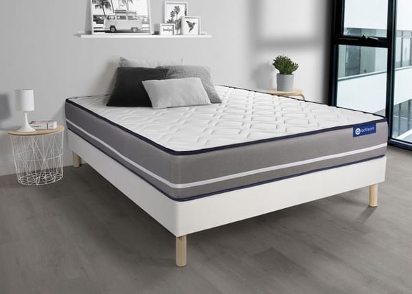 Madrass- och boxspringset 150x190 cm - Actilatex Pur - Vitt boxspringkit