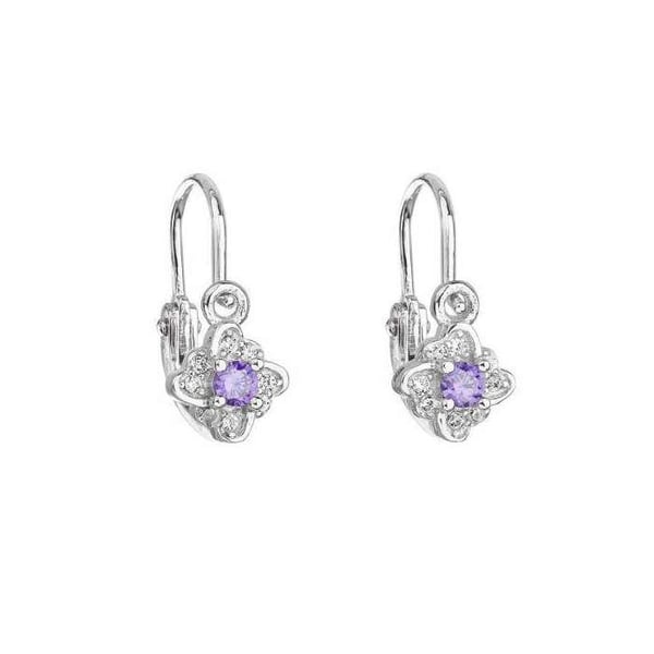 Barnörhängen i silver med lila zircons 11175.3