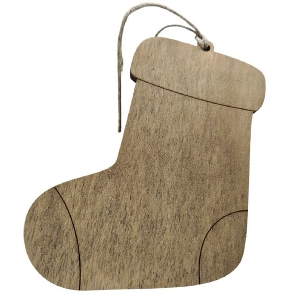Juldekoration - Anpassningsbar strumpa - Naturligt trä - Träbokstäver - 11,5 cm