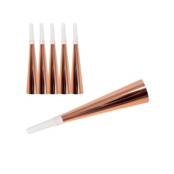 6 Pappers trumpeter i roséguld 19 cm