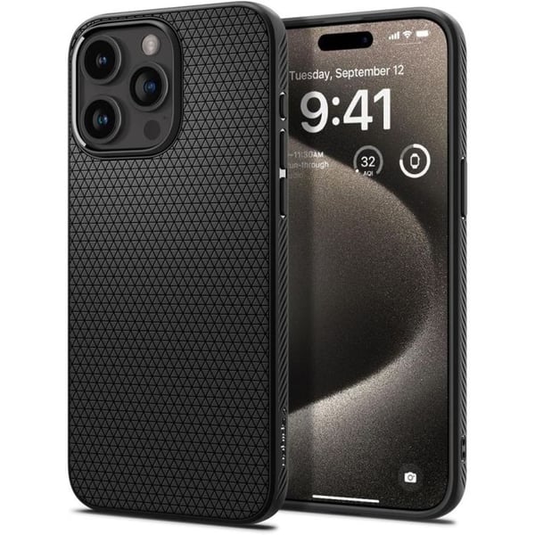 Coque til iPhone 15 Pro Max Liquid Air Spigen Sort Mat