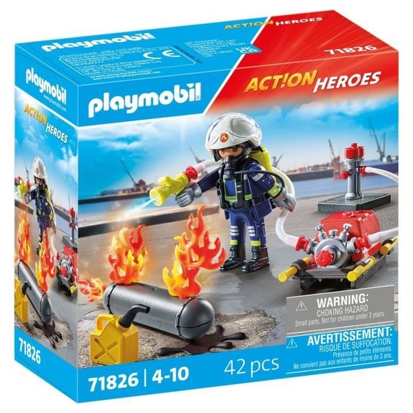 PLAYMOBIL 71826 Brandmans vattenpump & flammande tank