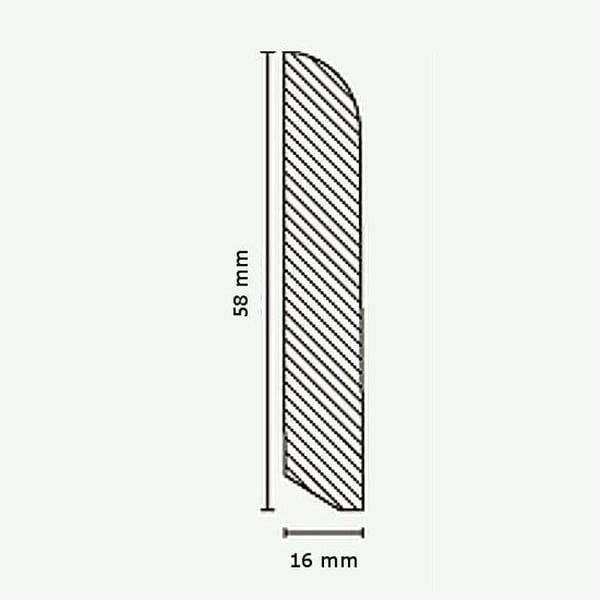 PROVISTON Massiv träsockel 16 x 58 x falllängder upp till ca. 2400 mm Vit 12 meter | 5 stycken