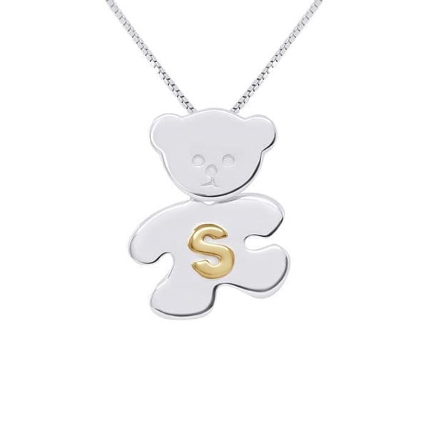 Pendentiv Barn - LÉA & ARTHUR - BJÖRN - Silver 925 Rhodium - Bokstav S Guldpläterad