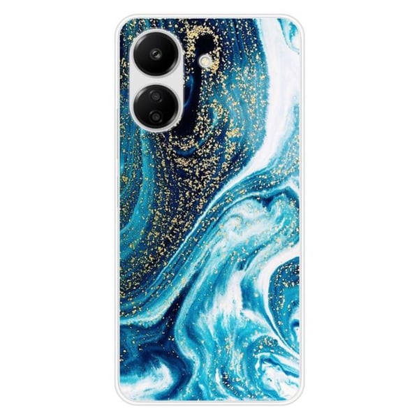 Tryckt silikonfodral som är kompatibelt med Xiaomi Redmi 13C 4G Glitter Blue Marble