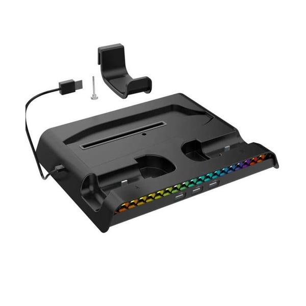 Multifunktionell RGB Laddningsstation - iPega - P5S006H - Aktiv Kylning - Dubbel Laddare - 3 USB-Portar