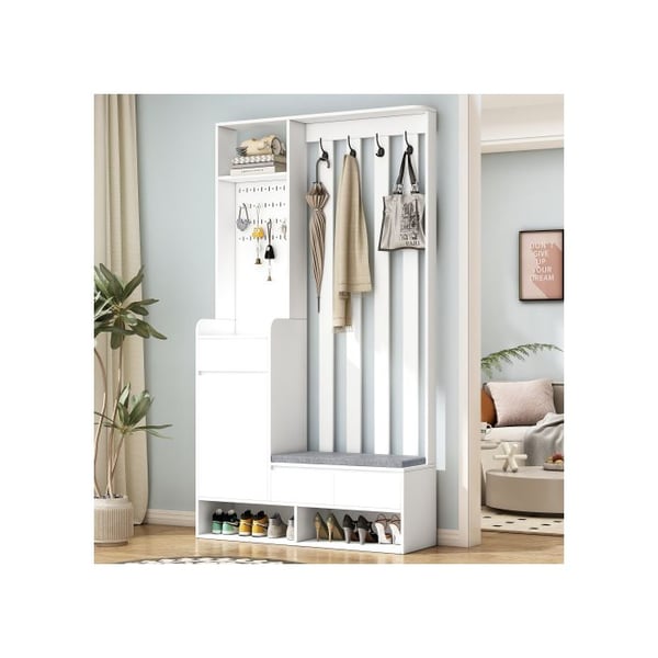 Kenkäkaappi - MUVOE - Moderni - Valkoinen - H180/B100/T35 cm - Monikäyttöinen