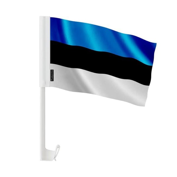 Flagga Bil Estland – 14 x 21 cm – Polyester Fabric – Fäste för Fönster – 10 stycken – Pixelforma