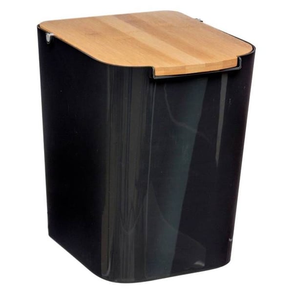 Soptunna med lock bambu 5L "Naturéo" svart - 5 five simply smart