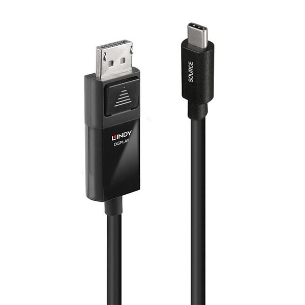 USB Typ C till DisplayPort 1.4 Adapterkabel - Lindy - 2m - HDR - Svart - Guldpläterad USB Typ C till DisplayPort 1.4 Adapterkabel - Lindy - 2m - HDR - Svart - Guldpläterad