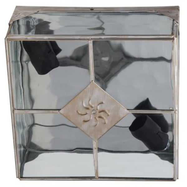 Takarmatur - ESTEPA - Guldmetall - Ruffat glas - 2 E27-kopplingar