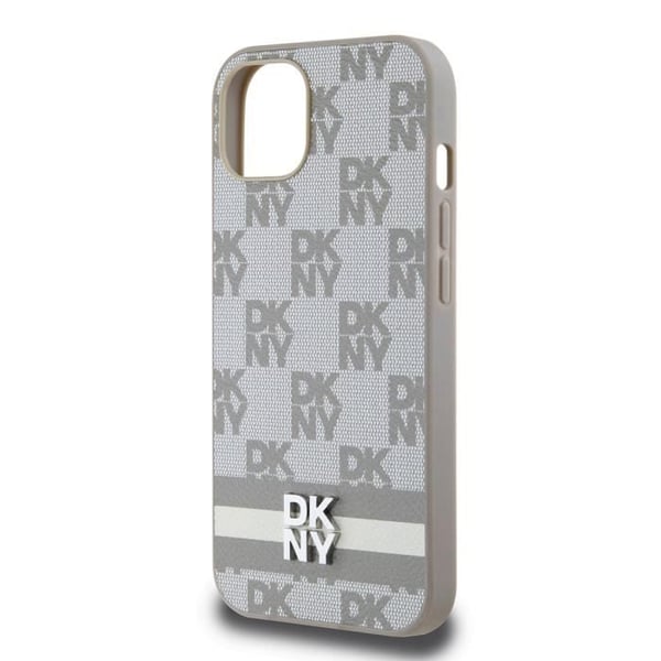 Elegant iPhone 13-fodral med rut- och randmönster DKNY Beige