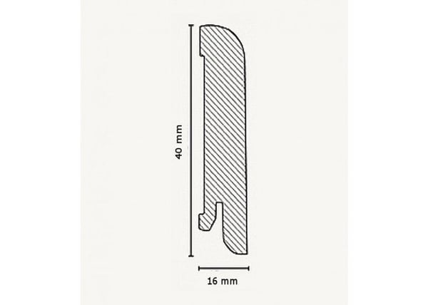 PROVISTON MDF-sockel 16 x 40 x 2500 mm silver för att limma, klämma, skruva &amp; spikbelagd MDF-kärna 25 meter | 10 stycken