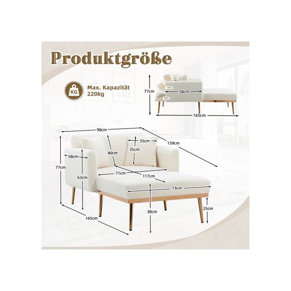Stol - MUVOE - Justerbar ryg - Plysset stof - 1 plads - Karamel