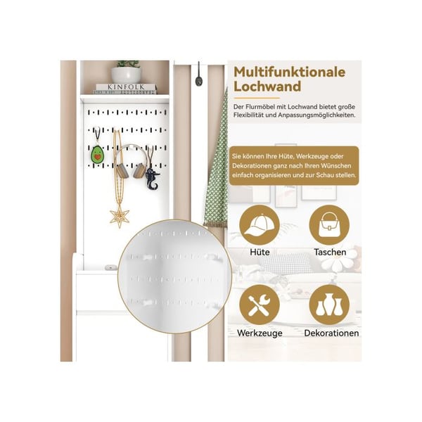 Skoarmarie - MUVOE - Moderne - Hvid - H180/B100/T35 cm - Multifunktionel