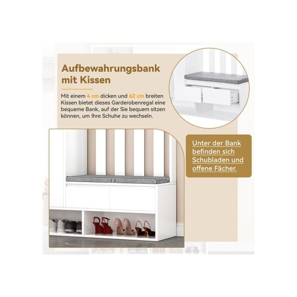 Skoarmarie - MUVOE - Moderne - Hvid - H180/B100/T35 cm - Multifunktionel