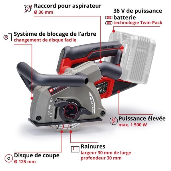 Einhell Professional Träbearbetning utan sladd TP-MA 36/30 Li BL - Solo PXC (36V, 2 skivor) Levereras utan batteri eller laddare