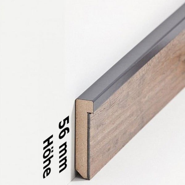 PROVISTON MDF Sockel 13 x 56 x 2500 mm Gråbelagd MDF Sockel för vinylgolv 62,5 meter | 25 stycken