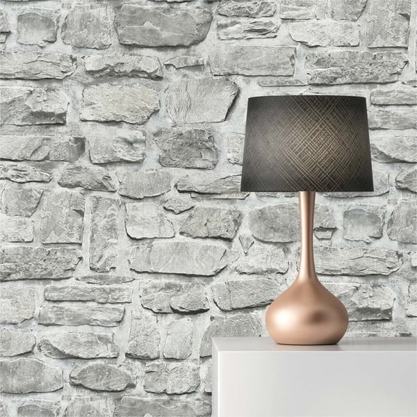 Papir Tapet Pierre Eliano M1-No.185 Grå Beige Sten Mur Mursten