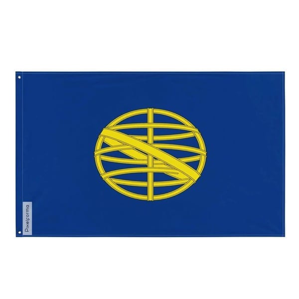Flagga för kungariket Brasilien – 64 x 96 cm – Motståndskraftig polyester – 2 metallöglor – Inomhus / Utomhus – Pixelforma