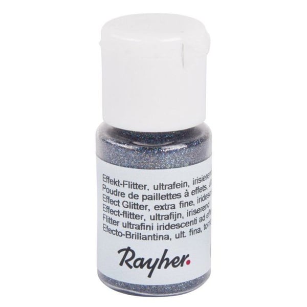 Ultrafin glitters, PET, iriserande, 10 ml flaska, blågrå