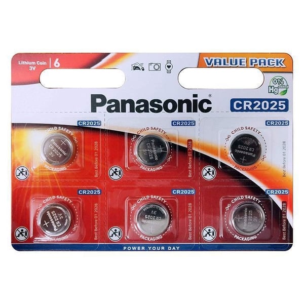 PANASONIC - Litiumknappbatteri CR2025 Blister med 6 stycken