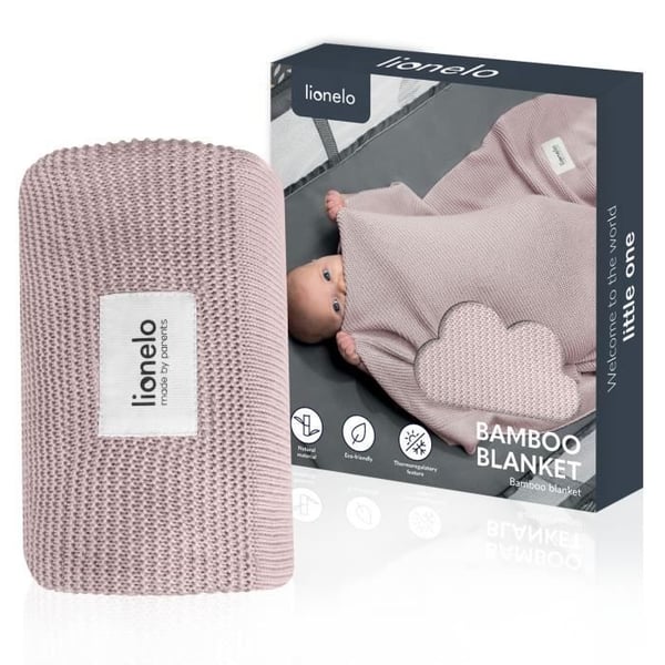 Bamboobabyfilt - LIONELO - 100% bambuskott - 75 x 100 cm - Barnvagnsfilt - Hypoallergenisk - Rosa