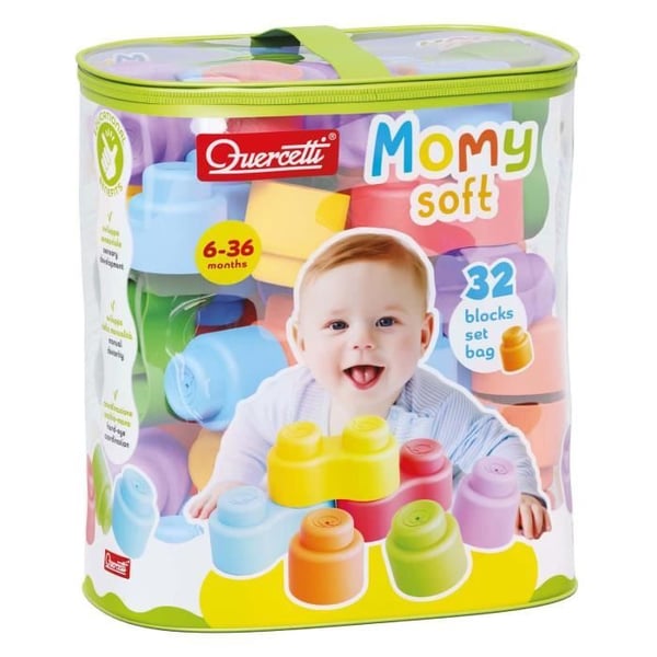 Byggklossar - QUERCETTI - Momy Soft - 32 bitar - Färgglada - Skum