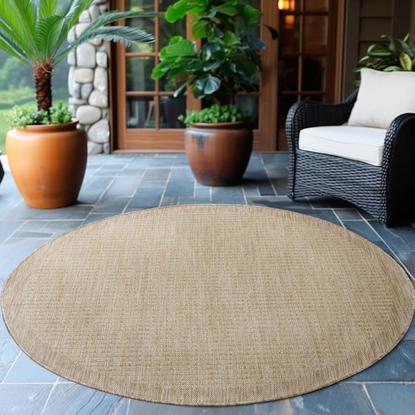 Utomhusmatta - AYYILDIZ - Enfärgad - Beige - 200x200 cm - Baksida i polypropen