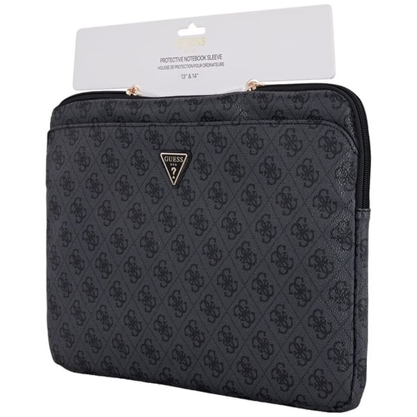 Housse Guess 4G zippad med triangulärt logo för bärbar dator 14" (svart)