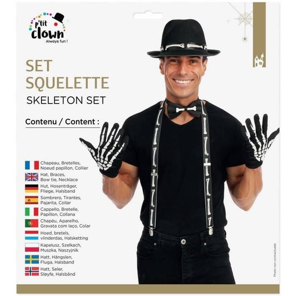 Skelettaccessoarer - PTIT CLOWN - Vuxen - One Size - Svart