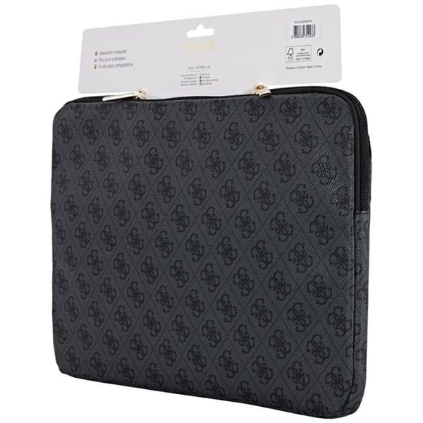 Housse Guess 4G zippad med triangulärt logo för bärbar dator 14" (svart)
