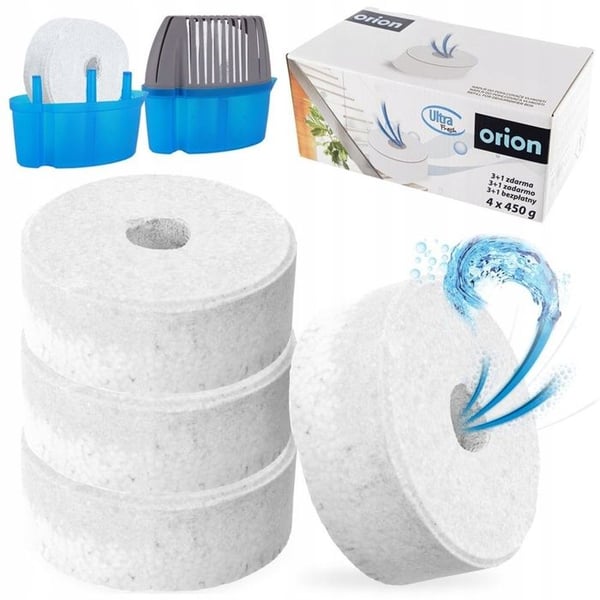 Ladda upp fuktabsorberare - Orion - ULTRA FRESH 4x450g - Universella effektiva tabletter för hemmet garage