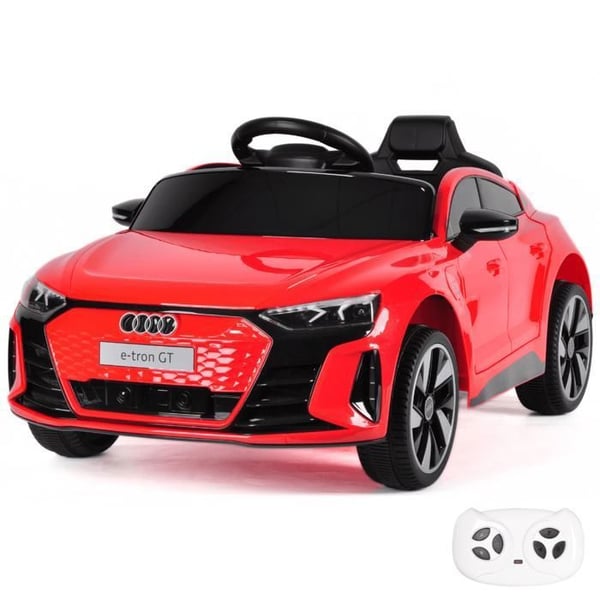 Audi e-Tron GT Barnbil 12V - Röd, 2 motorer, MP3 Bluetooth, Läderstol