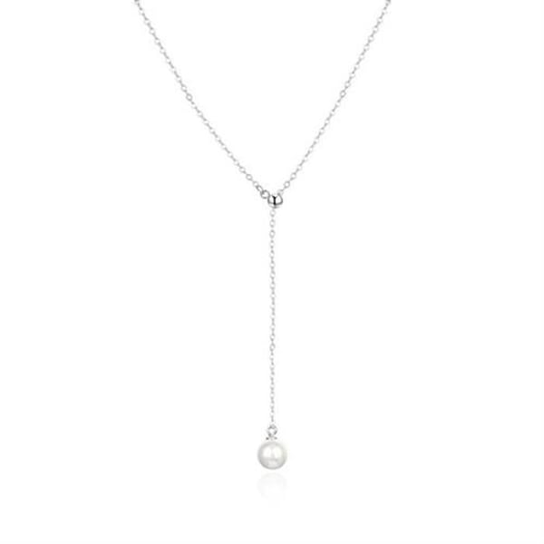 Collier - AGATO - AGT-N003W-P - Silver 925 - Sötvattenspärla - Justerbar längd 42-47 cm