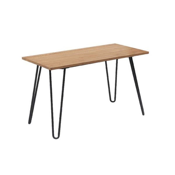 Bordsskiva Industri 120 x 60 cm i matt svart metall och ljus träskiva - Spikfötter