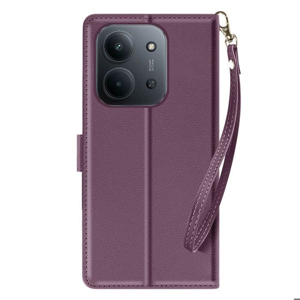 Plånboksfodral - AVIZAR - Xiaomi Redmi 15C - Mörk lila - Konstläder - Magnetstängning