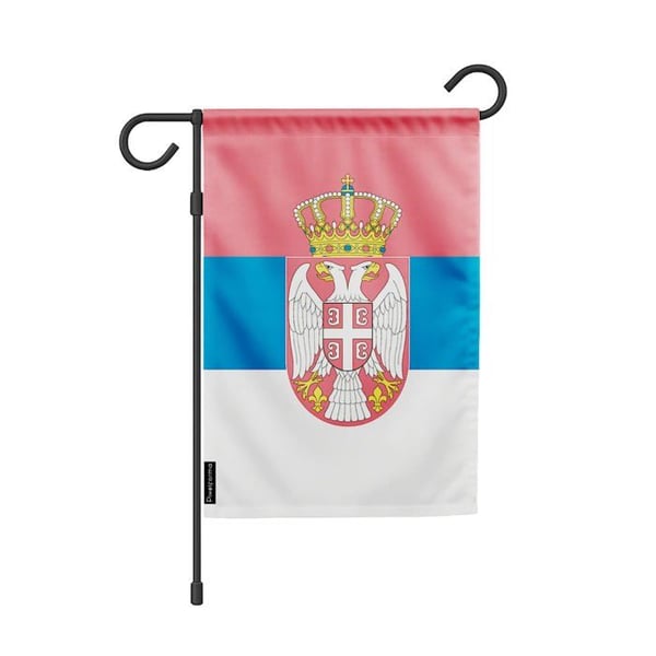 Serbiens Trädgårdsflagga – 32 x 47,5 cm – Hållbar Polyester – Horisontellt Format – Utomhus – Pixelforma