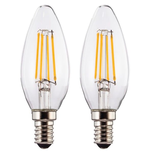 Amp. led, E14, 470lm ersätter 40W, amp. beige, svart chd, trans., 2p.