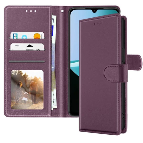 Plånboksfodral - AVIZAR - Xiaomi Redmi 15C - Mörk lila - Konstläder - Magnetstängning