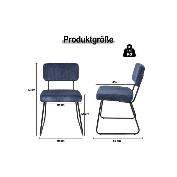 Spisestol - MUVOE - Melvin - Marineblå - Sæt af 2 - Moderne design