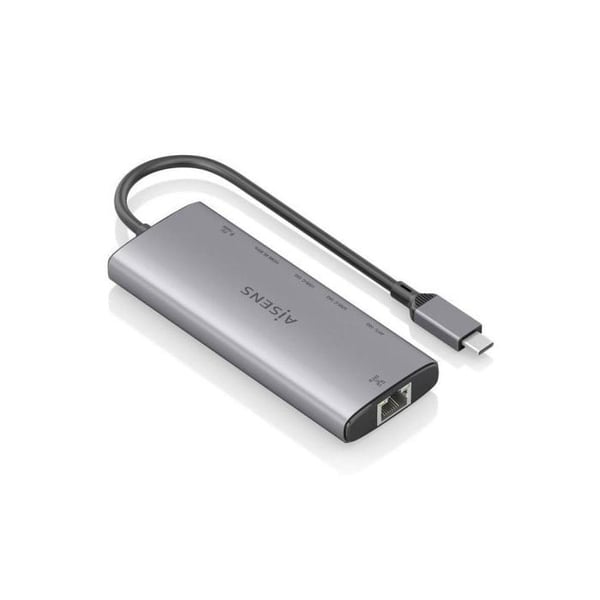 Dockning USB-C - AISENS - ASUC-6P030-GR - 6 i 1 - HDMI, RJ45, USB-A - Aluminium Grå